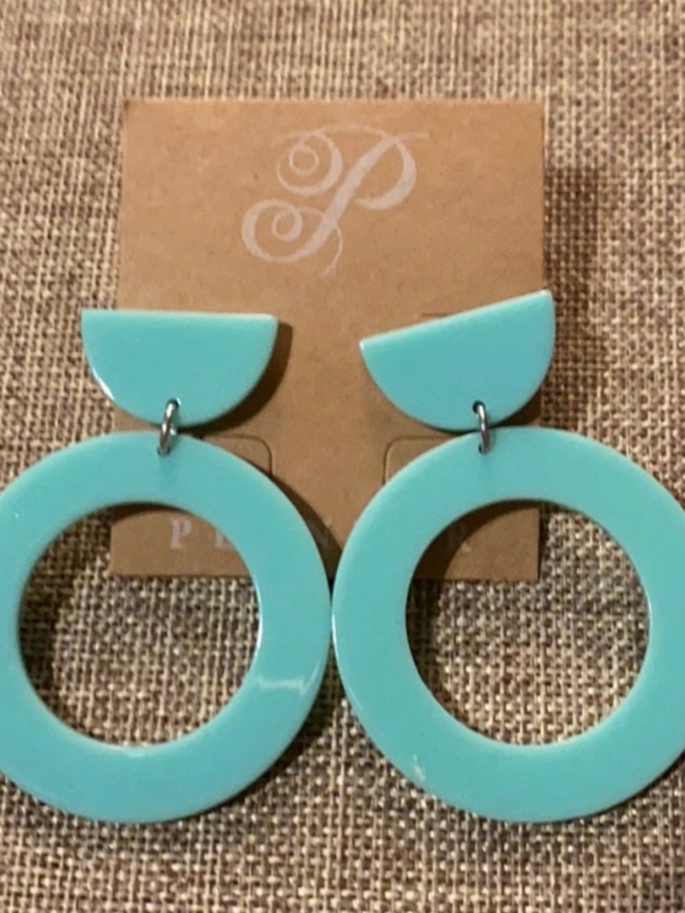 Plunder Aqua Turquoise Hoop Drop Earrings